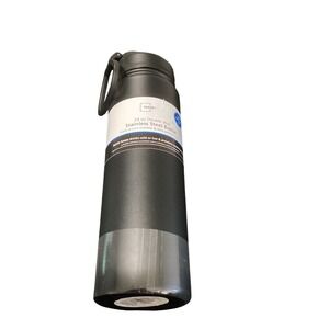 Mains 24 oz Double Wall Stainless Steel Water Bottle Matte Black Flip Top Lid